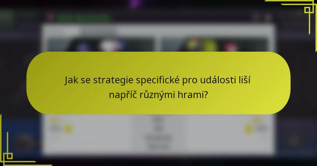 Jak se strategie specifické pro události liší napříč různými hrami?